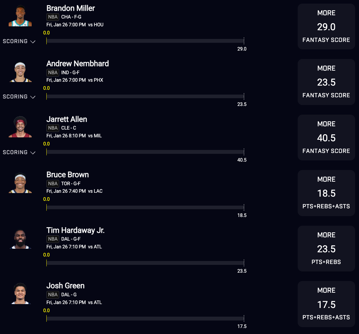 PrizePicks - NBA - 6 Pick FLEX Play - 1-26-24 - 7:00pm | Sports Chat Place